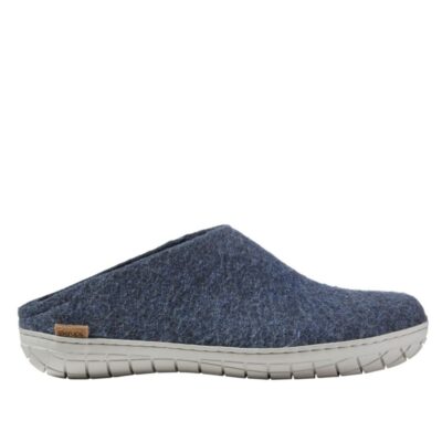 Adults’ Glerups Wool Slippers, Open Heel Rubber Outsoles