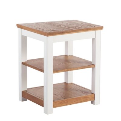 Painted Farmhouse Two-Shelf End Table, Wood Top