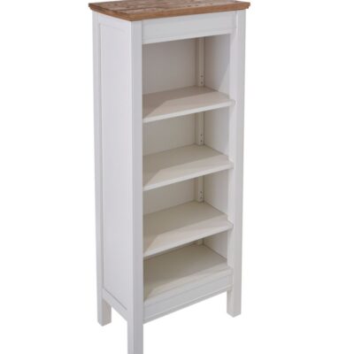 Painted Farmhouse Four-Shelf Bookcase, Wood Top