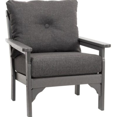 All-Weather Patio Chair with Textured Cushion, Slate Gray