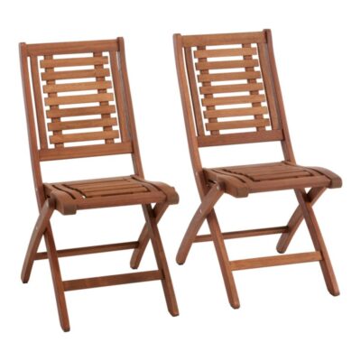 Eucalyptus Foldable Dining Chairs, Set of Two