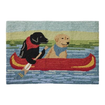 Indoor/Outdoor Vacationland Rug, Dog Canoe