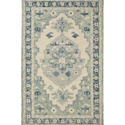 Floral Border Wool Tufted Rug