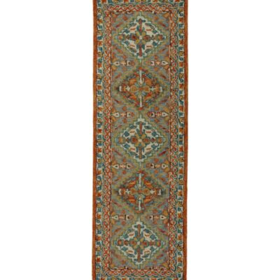 Bordered Medallion Wool Tufted Runner