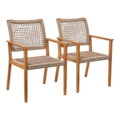 Eucalyptus and Rope Dining Chairs, Set of Two