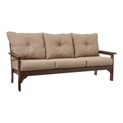 All-Weather Patio Sofa with Textured Cushions, Mahogany