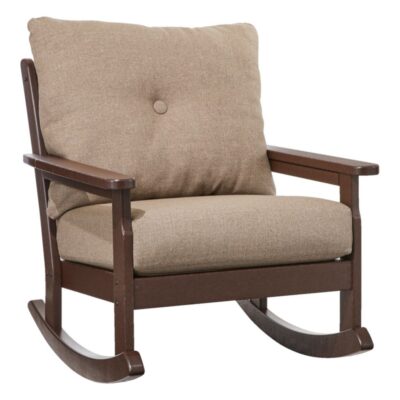 All-Weather Patio Rocker with Textured Cushion, Mahogany