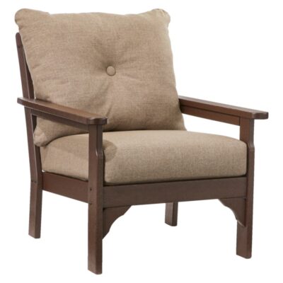 All-Weather Patio Chair with Textured Cushion, Mahogany