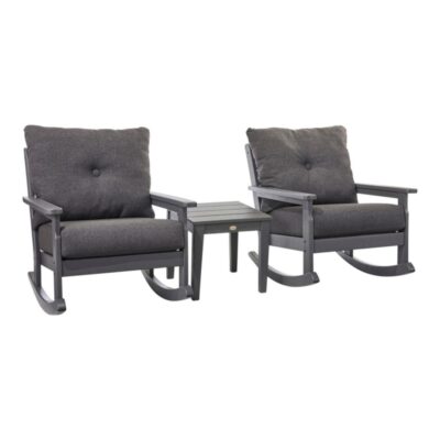 All-Weather Patio Rocker Set with Side Table, Slate Gray