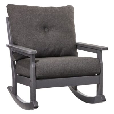 All-Weather Patio Rocker with Textured Cushion, Slate Gray