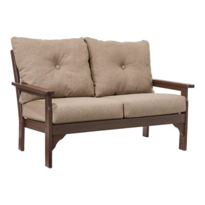 All-Weather Patio Loveseat with Textured Cushion, Mahogany