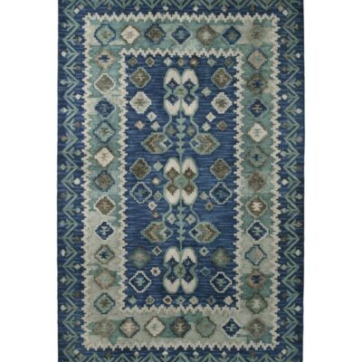 Double Border Wool Hooked Rug