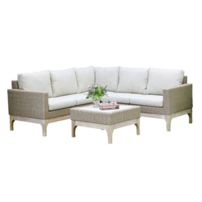 Weather-Resistant Wicker 80″ x 80″ Sectional and Coffee Table Set