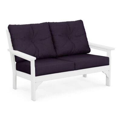 All-Weather Patio Loveseat with Textured Cushion, White