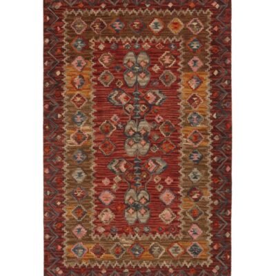 Double Border Wool Hooked Rug, Sienna Multi