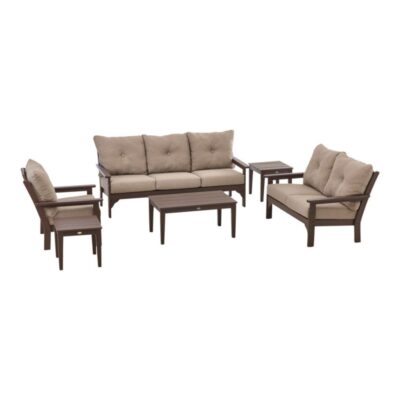 All-Weather 6-Piece Patio Set with Textured Cushions, Mahogany