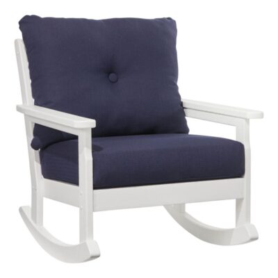 All-Weather Patio Rocker with Textured Cushion, White