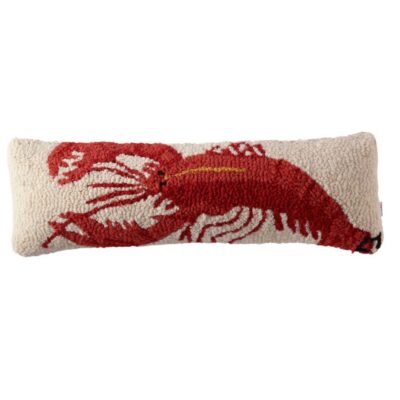 Wool Hooked Throw Pillow, Lobster, 8″ x 24″