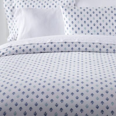 Sunwashed Percale Comforter Cover, Leaf Print