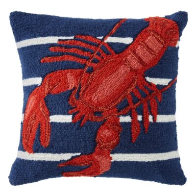 Indoor/Outdoor Hooked Pillow, Lobster