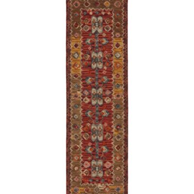 Double Border Wool Hooked Runner, Sienna Multi