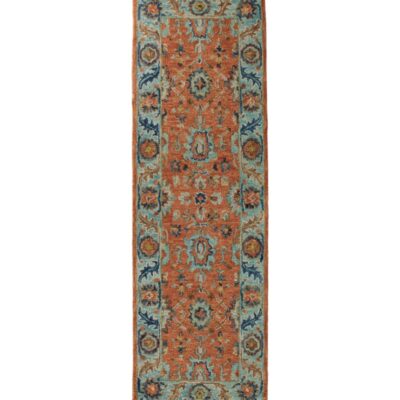 Single Border Terracotta Wool Tufted Runner