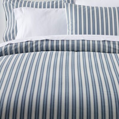 Sunwashed Percale Comforter Cover, Stripe