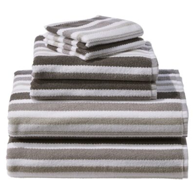 Organic Textured Cotton Towel Set, Stripe